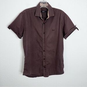 Gucci Shirt Men’s Small Vintage Brown Button Up Short Sleeve B17